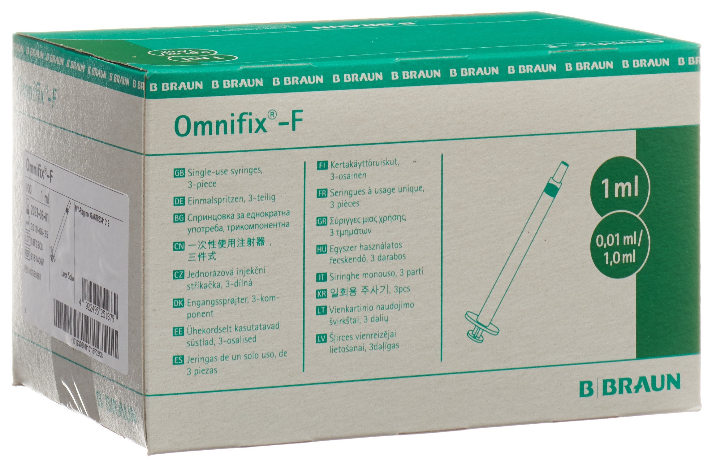 OMNIFIX-F seringue solo 1ml LS tubercu/hép 100 pce