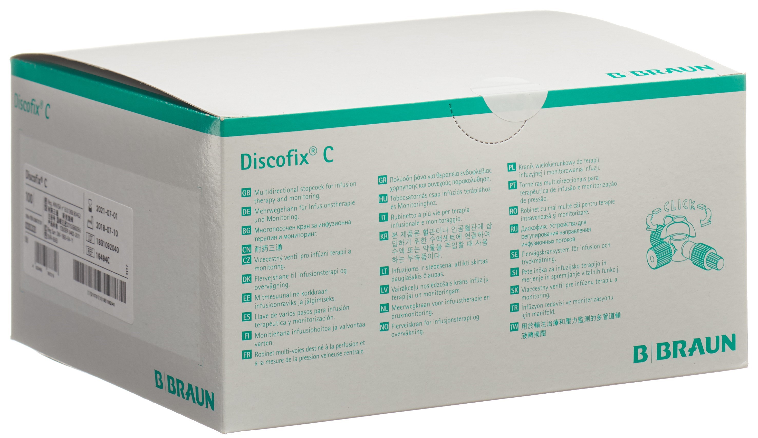 DISCOFIX C 3 robinet voies 2 bouchons bleu 100 pce