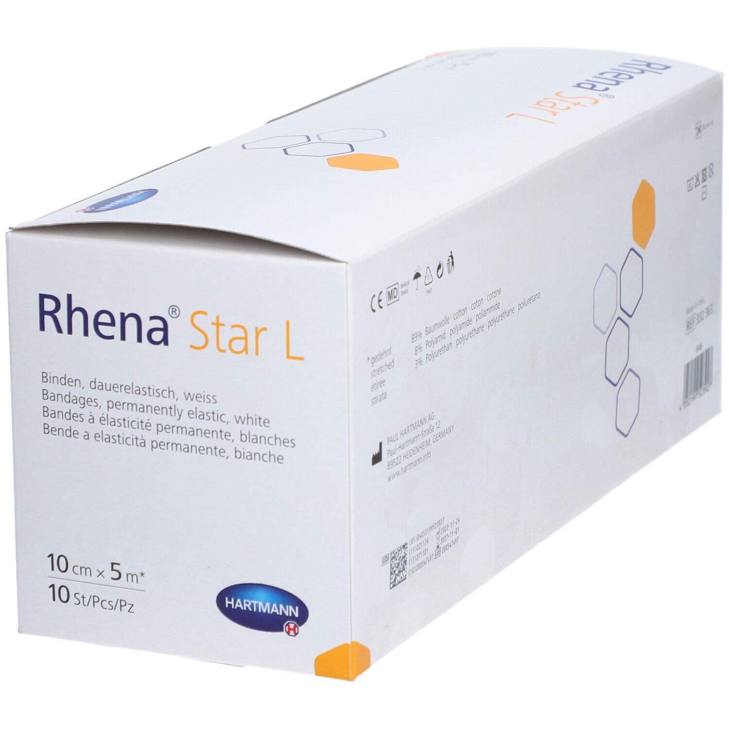 RHENA Star L Elastische Binde 10cmx5m weiss 10 Stk