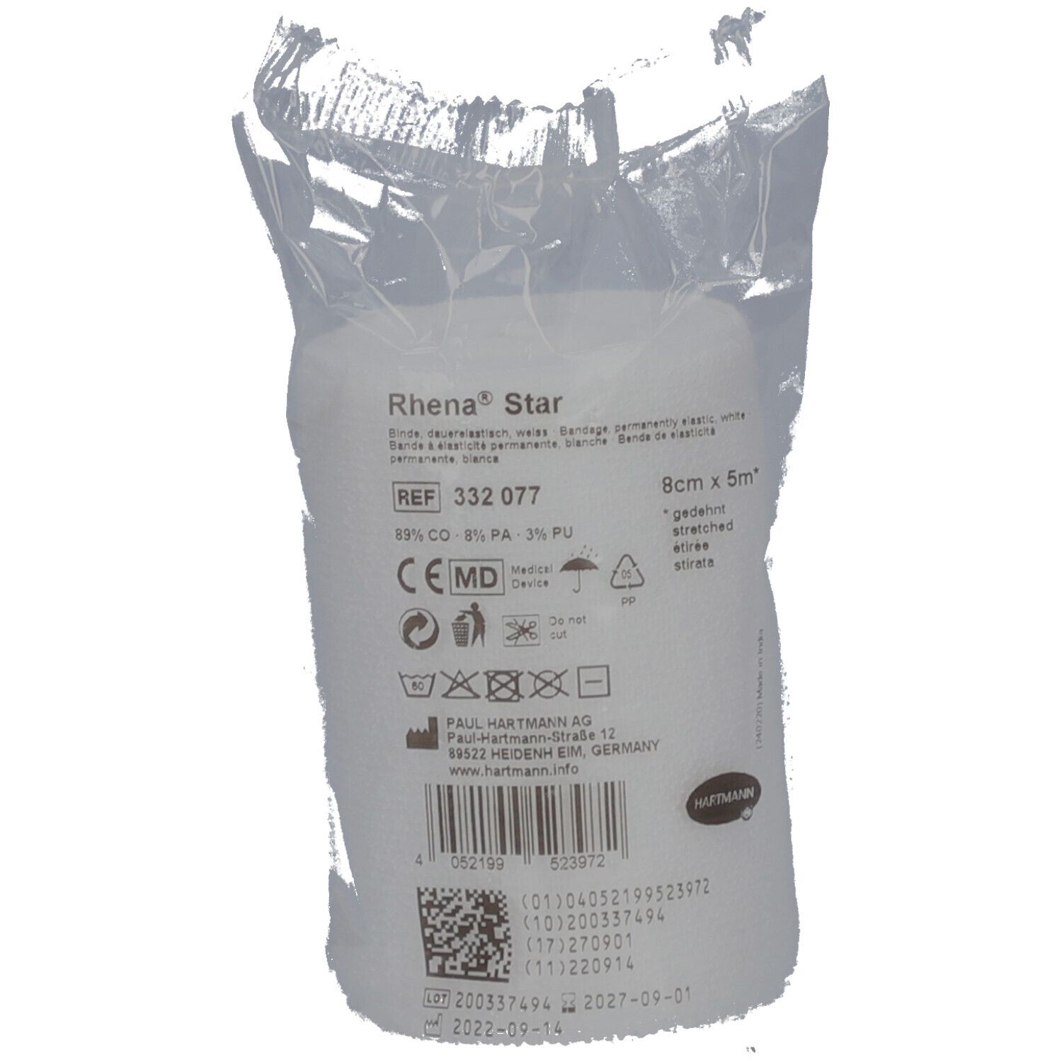 RHENA Star Elast Binde 8cmx5m Cellophan