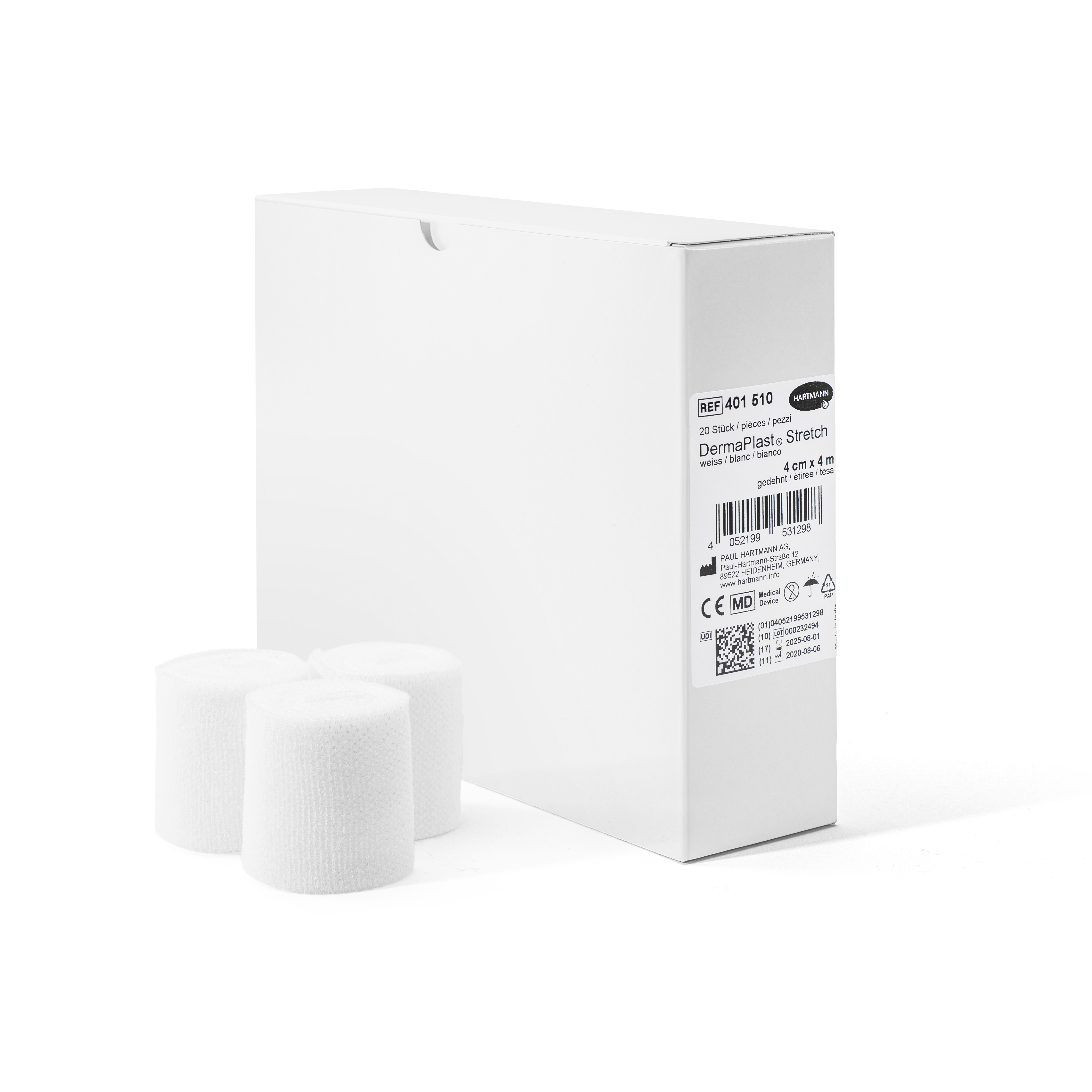 DERMAPLAST Stretch bande gaze 4cmx4m blanc 20 pce