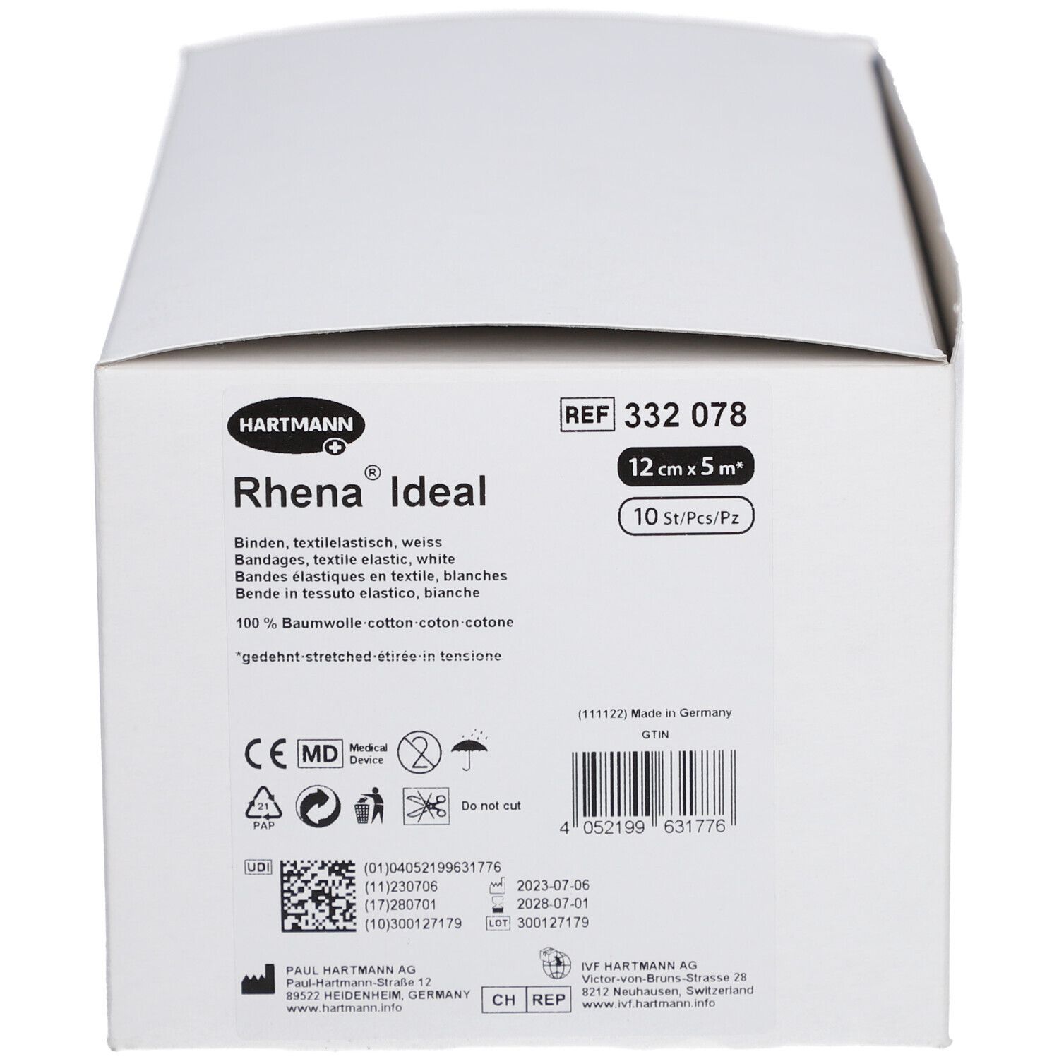 RHENA Ideal Elastische Binde 12cmx5m weiss 10 Stk