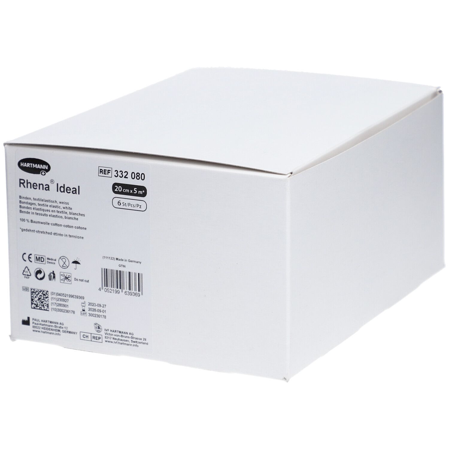 RHENA Ideal Elastische Binde 20cmx5m weiss 6 Stk