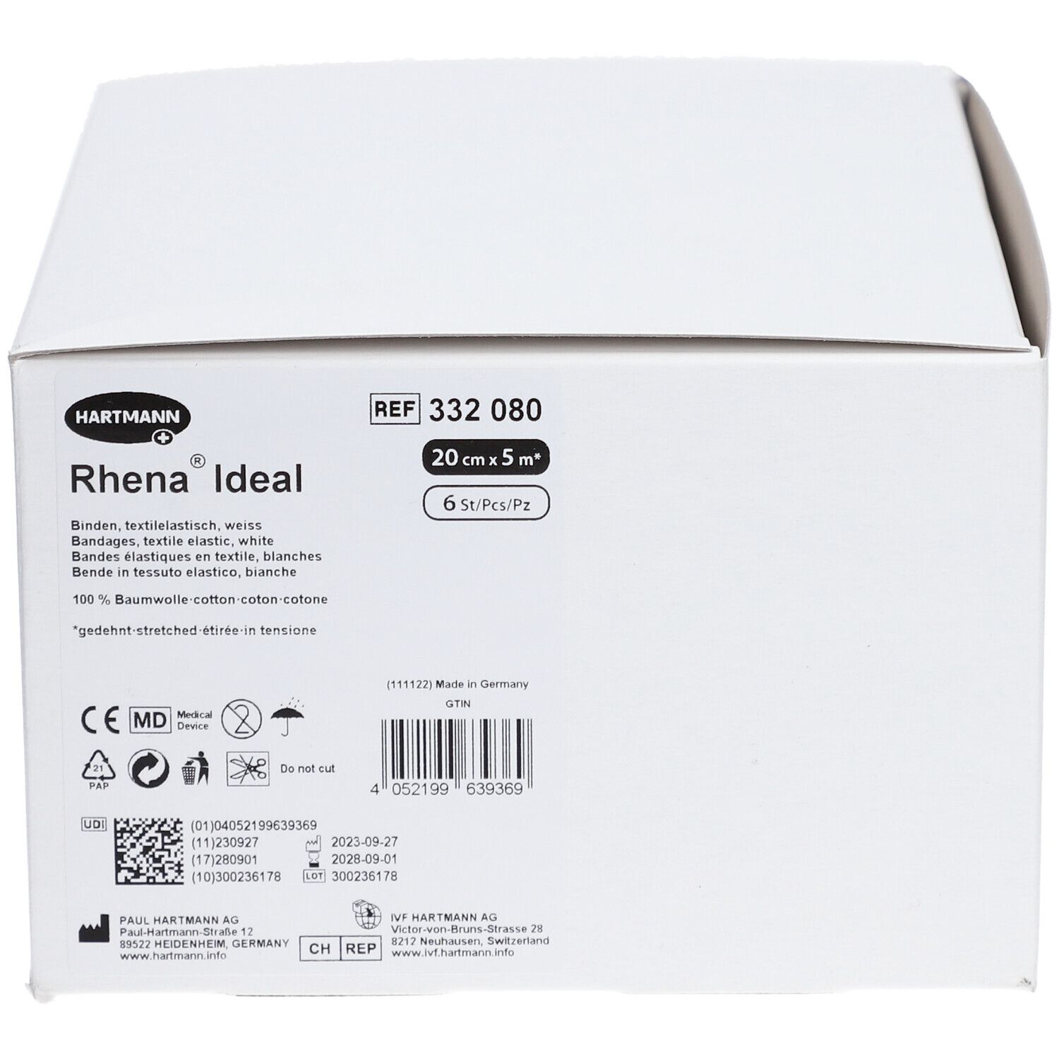 RHENA Ideal Elastische Binde 20cmx5m weiss 6 Stk