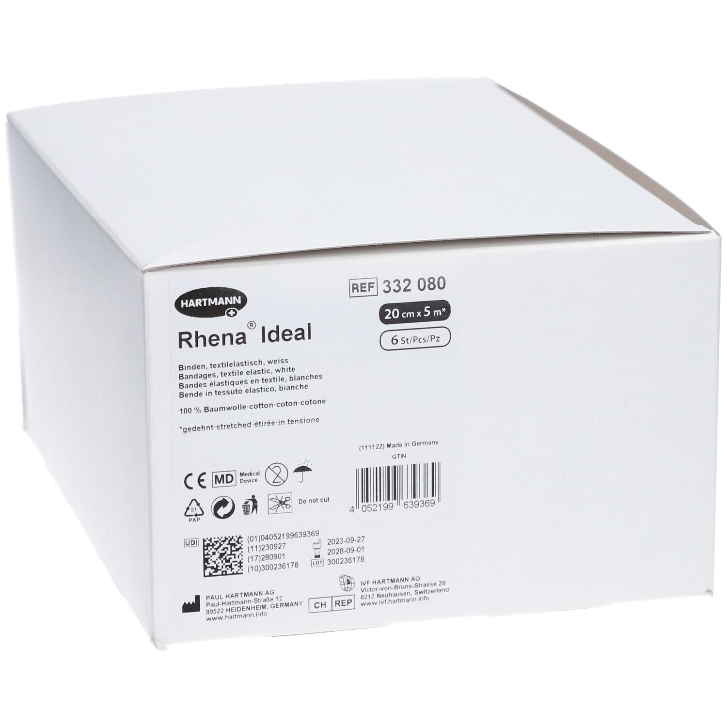 RHENA Ideal Elastische Binde 20cmx5m weiss 6 Stk