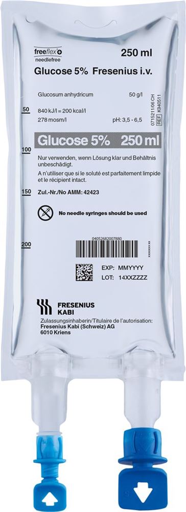 GLUC Fresenius Inf Lös 5 % 250ml Freef +