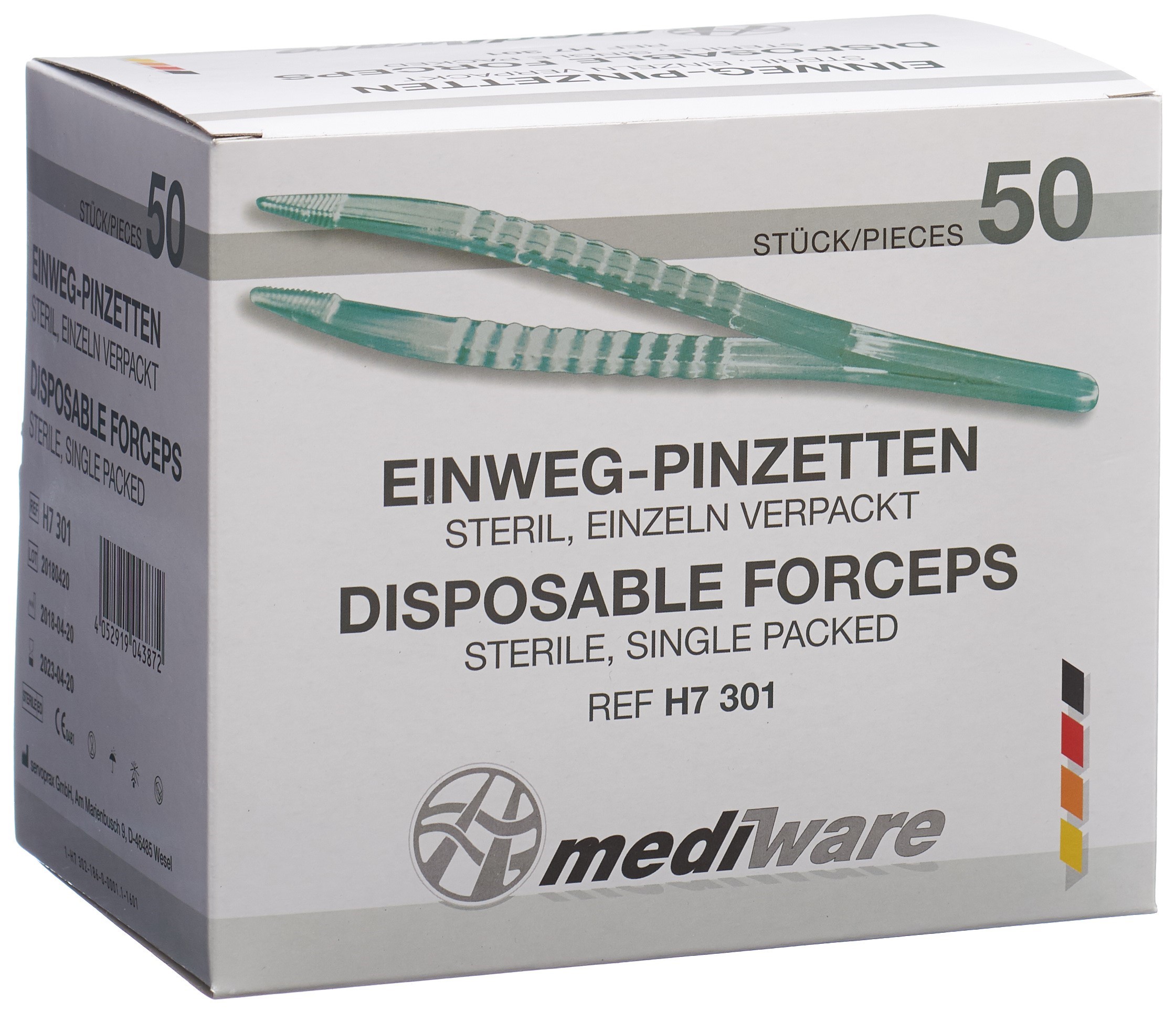 SERVOPRAX Einmalpinzette 12.5cm ana st tran 50 Stk