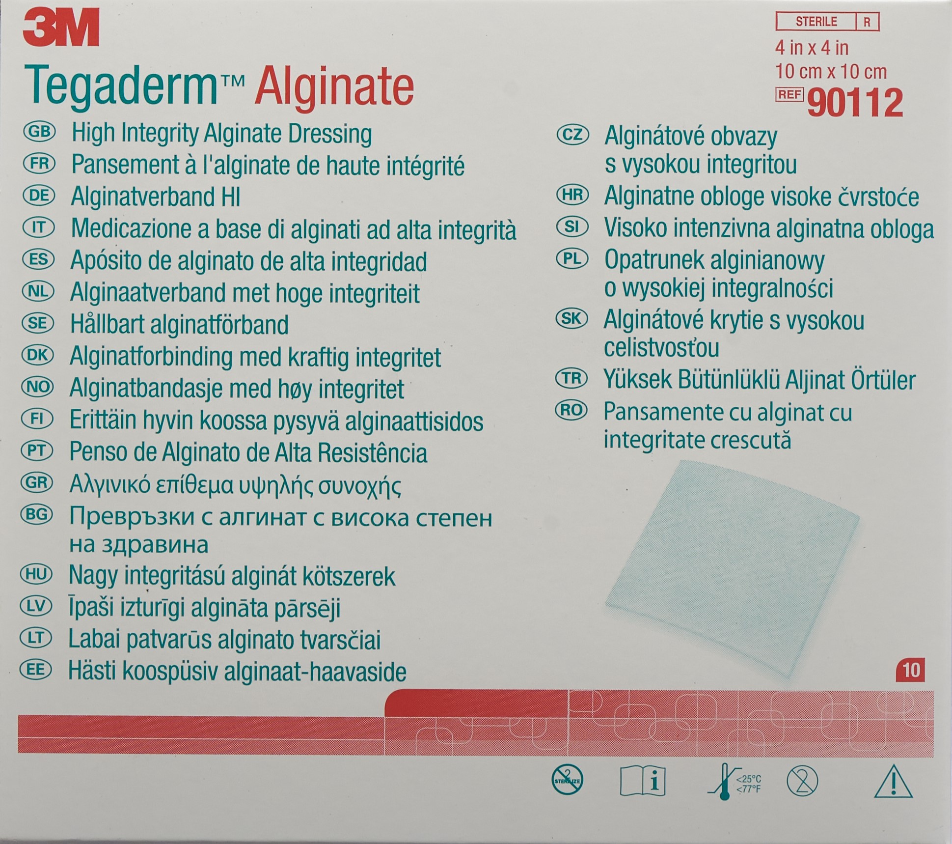 3M TEGADERM ALGINAT Kompresse 10x10cm 10 Stk