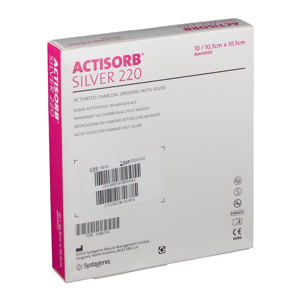ACTISORB SILVER 220 Kohleverb 10.5x10.5cm 10 Stk