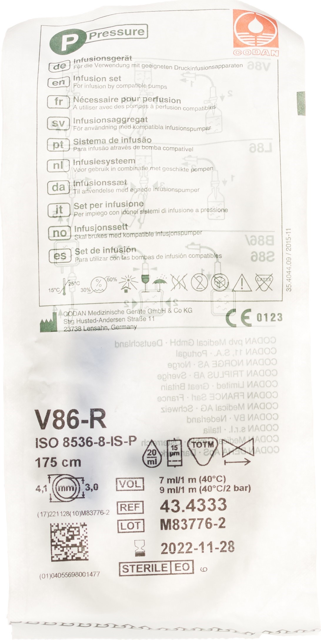 CODAN Infusionsbesteck V86-P-R mit Belüftung