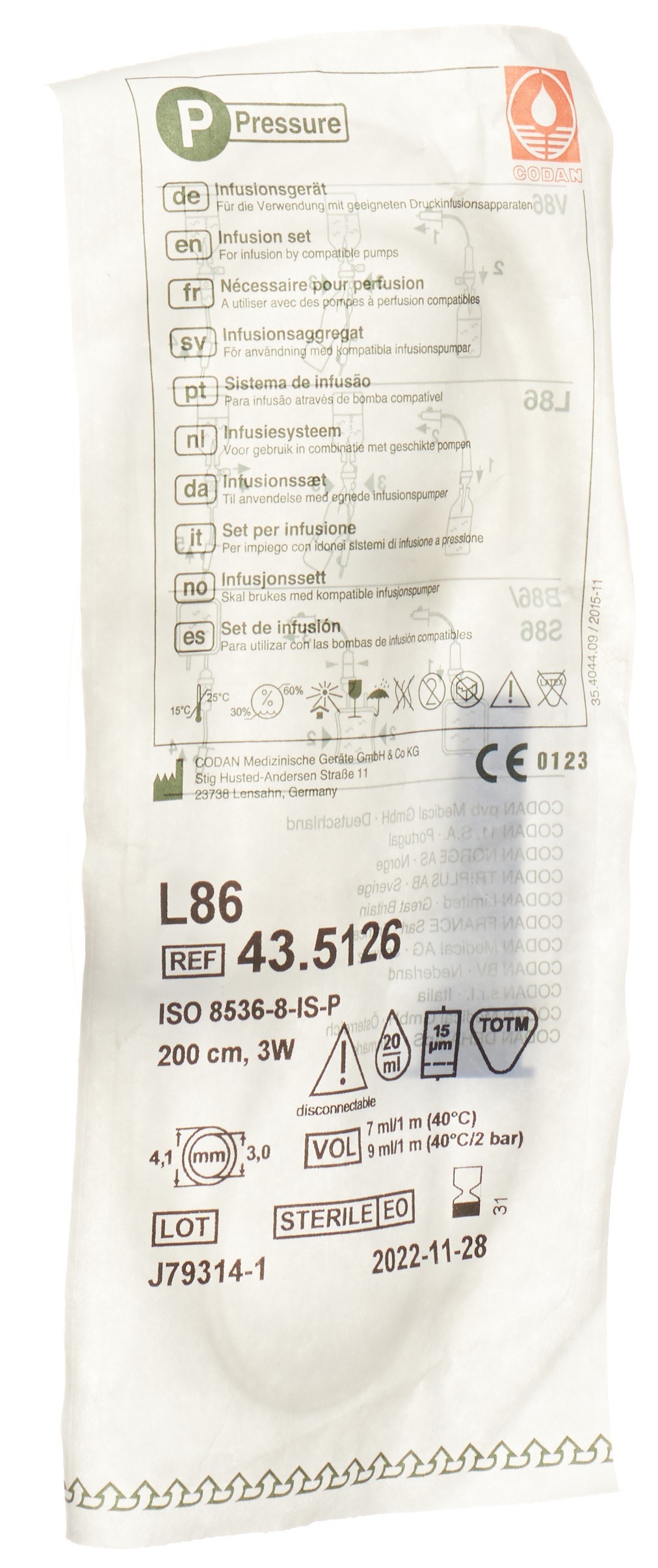 CODAN Infusionsbesteck L86-3W 3-Weghahn