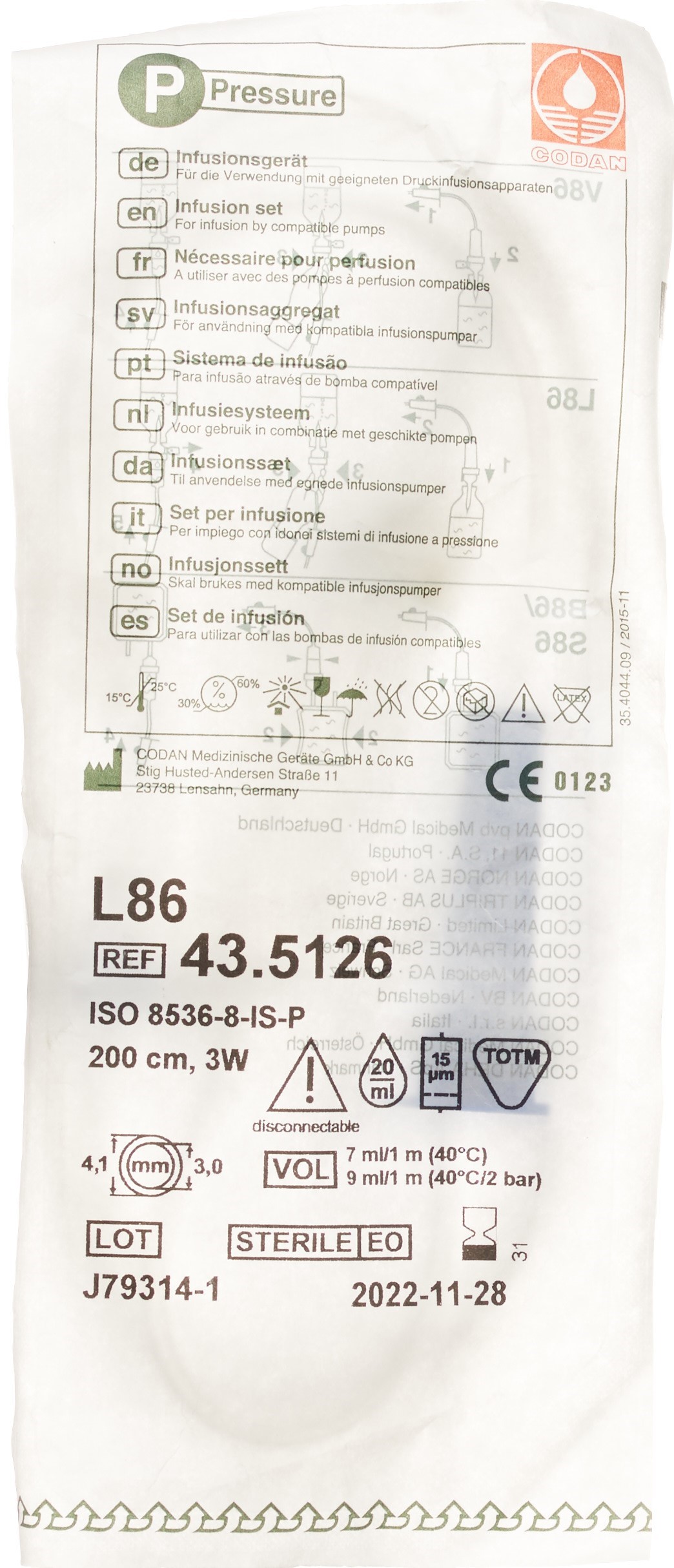 CODAN Infusionsbesteck L86-3W 3-Weghahn