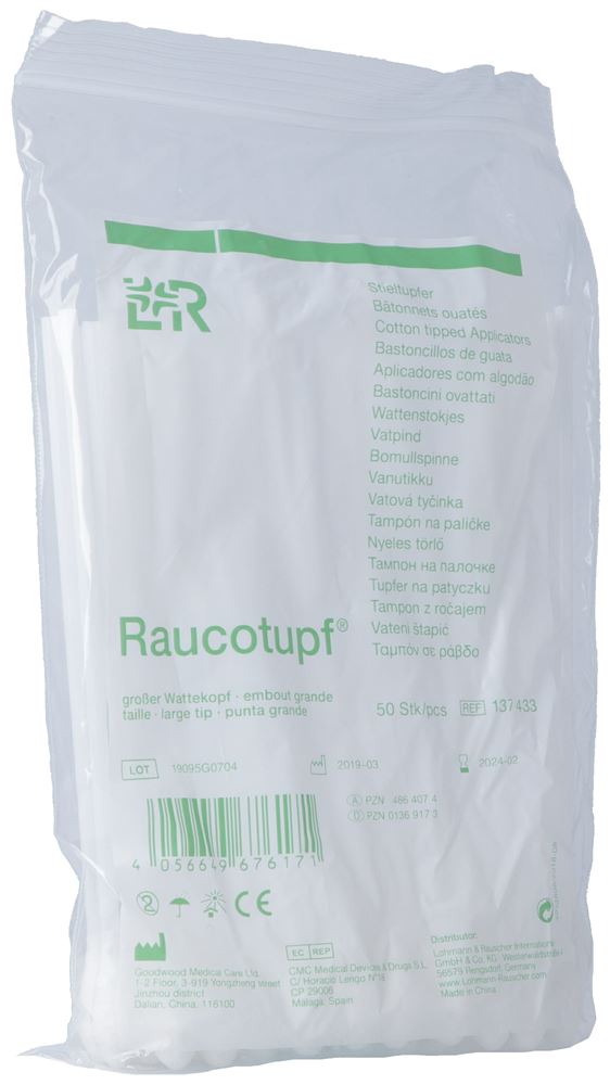 RAUCOTUPF Wattestäbch 15cm gr Kopf Btl 50 Stk