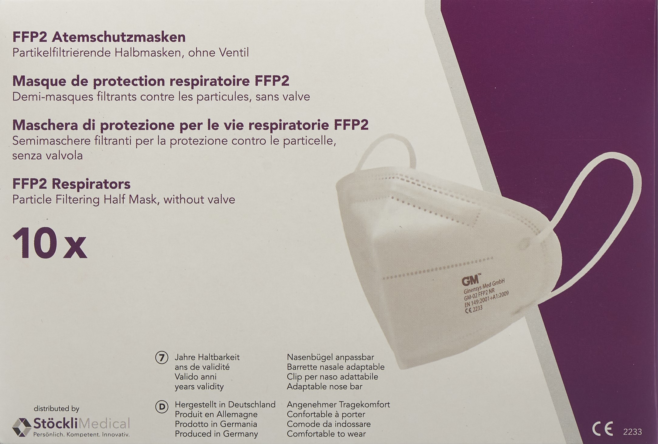 STÖCKLIMED Atemschutzmaske FFP2 o Vent DEU 10 Stk