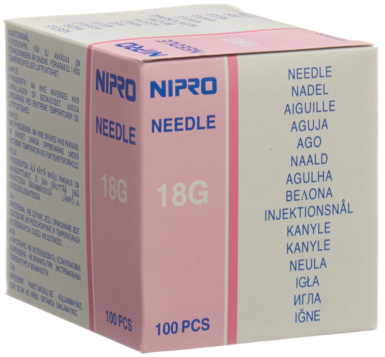 NIPRO Einmalkanül 1.2x38mm 18Gx1 1/2" rosa 100 Stk