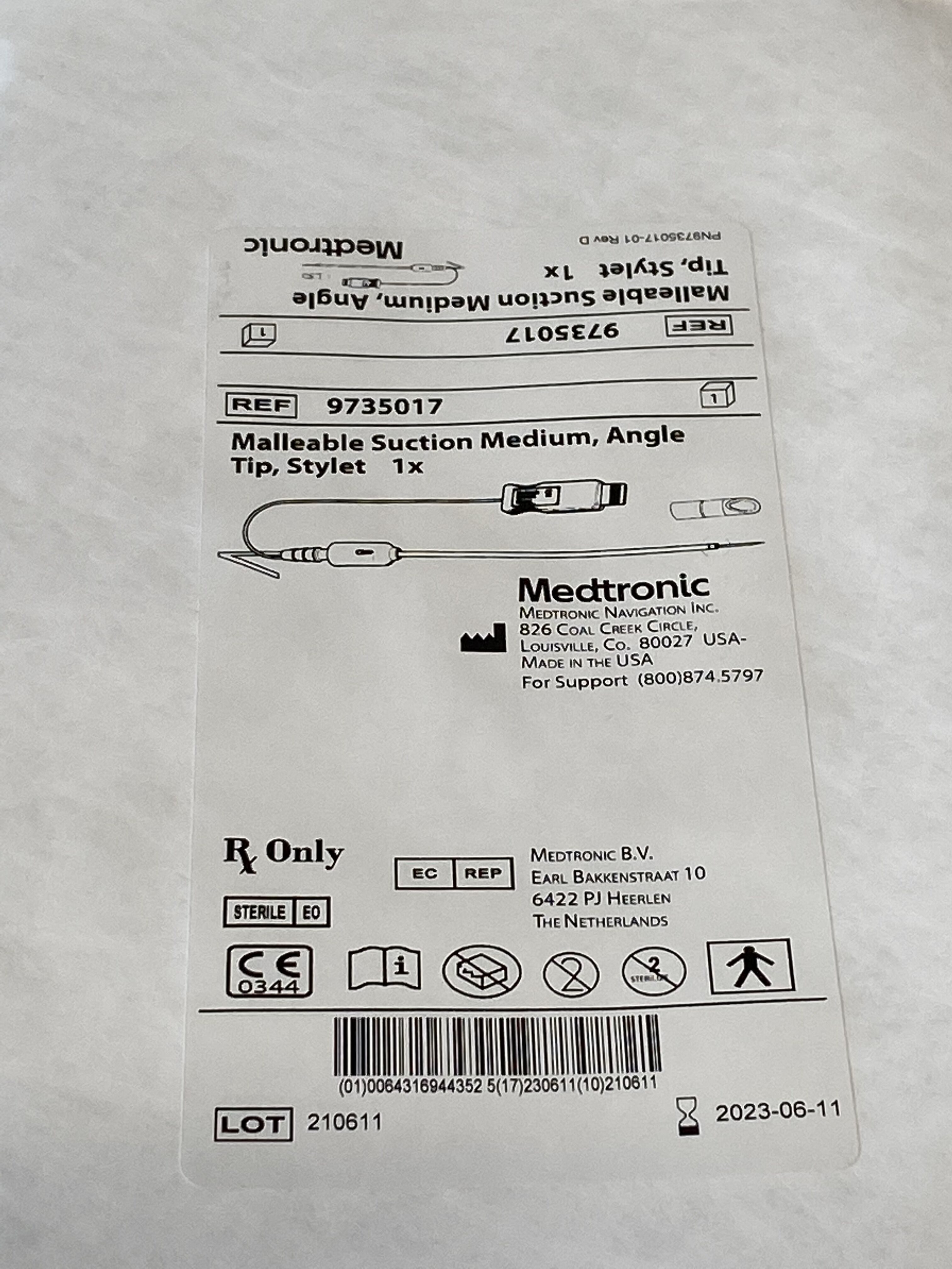 SUCTION 9735017 MALLEABLE ANGLE TIP 9-FR