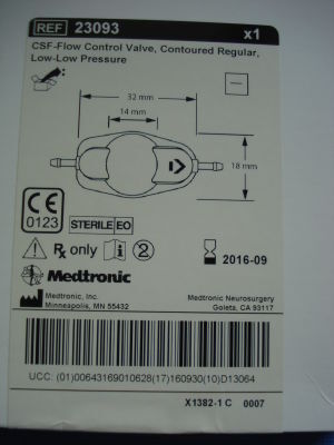 VALVE 92312 CSF CONTRD SML LOW BIO