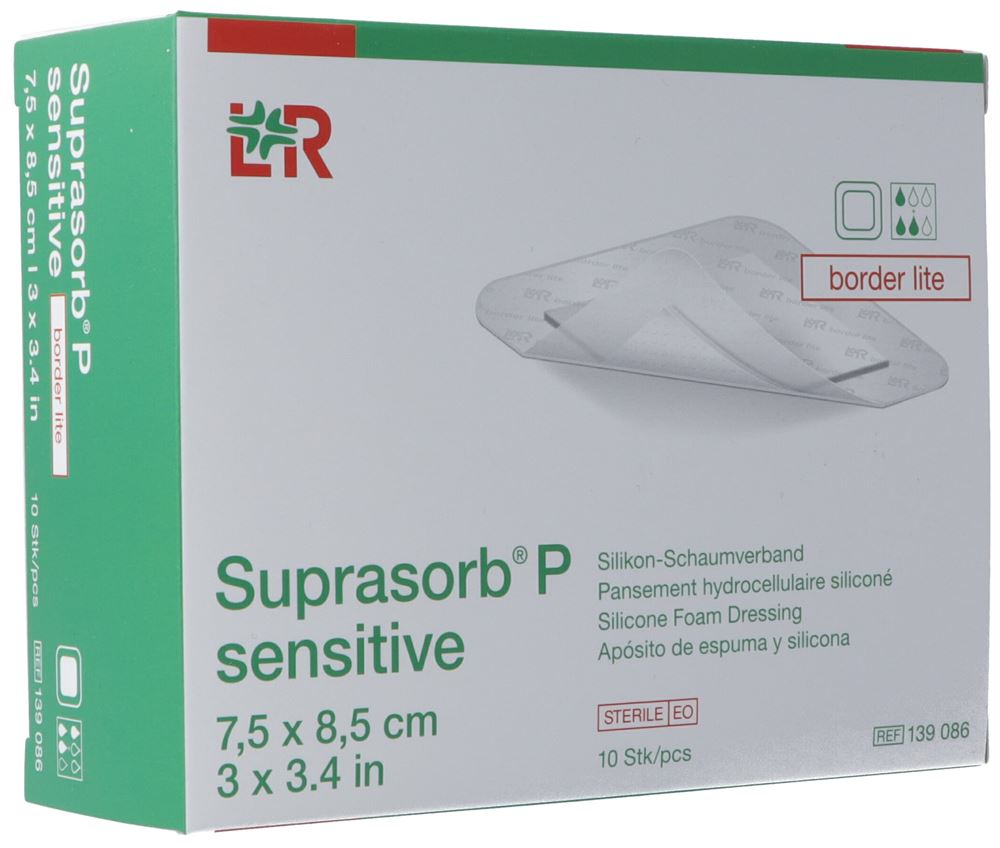 SUPRASORB P sensitive border lite 7.5x8.5cm 10 Stk