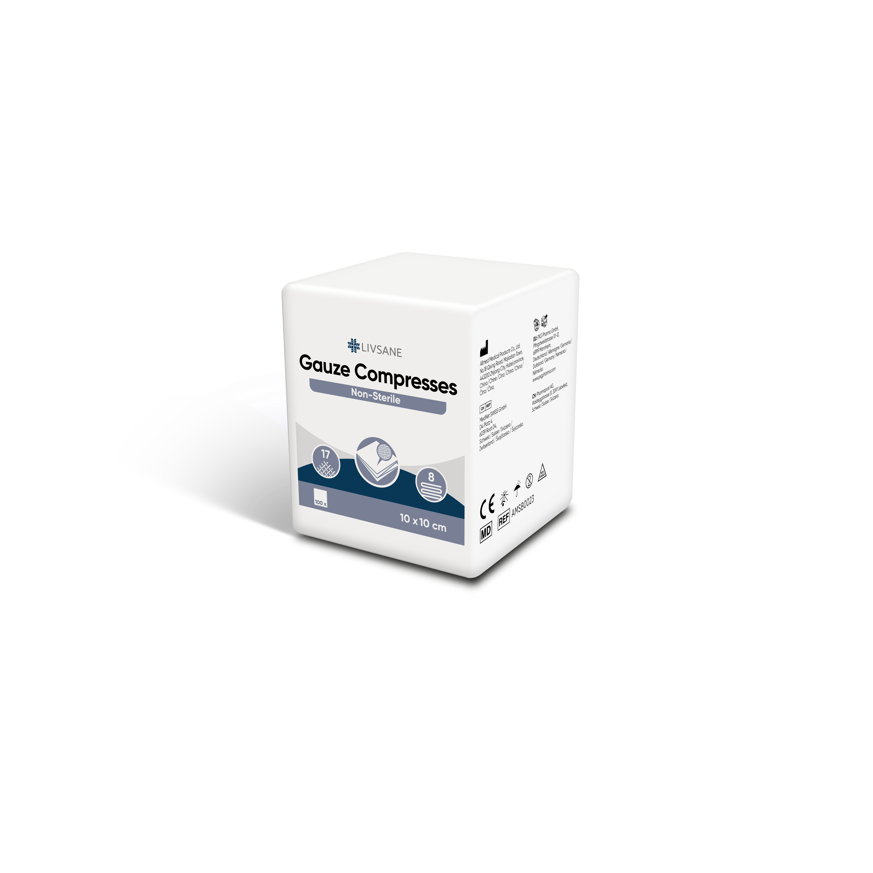 LIVSANE Mullkompresse 10x10cm unst 100 Stk