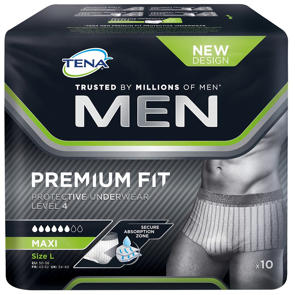 TENA Men Prem Fit Under Lv 4 L/XL cart 4 x 10 pce