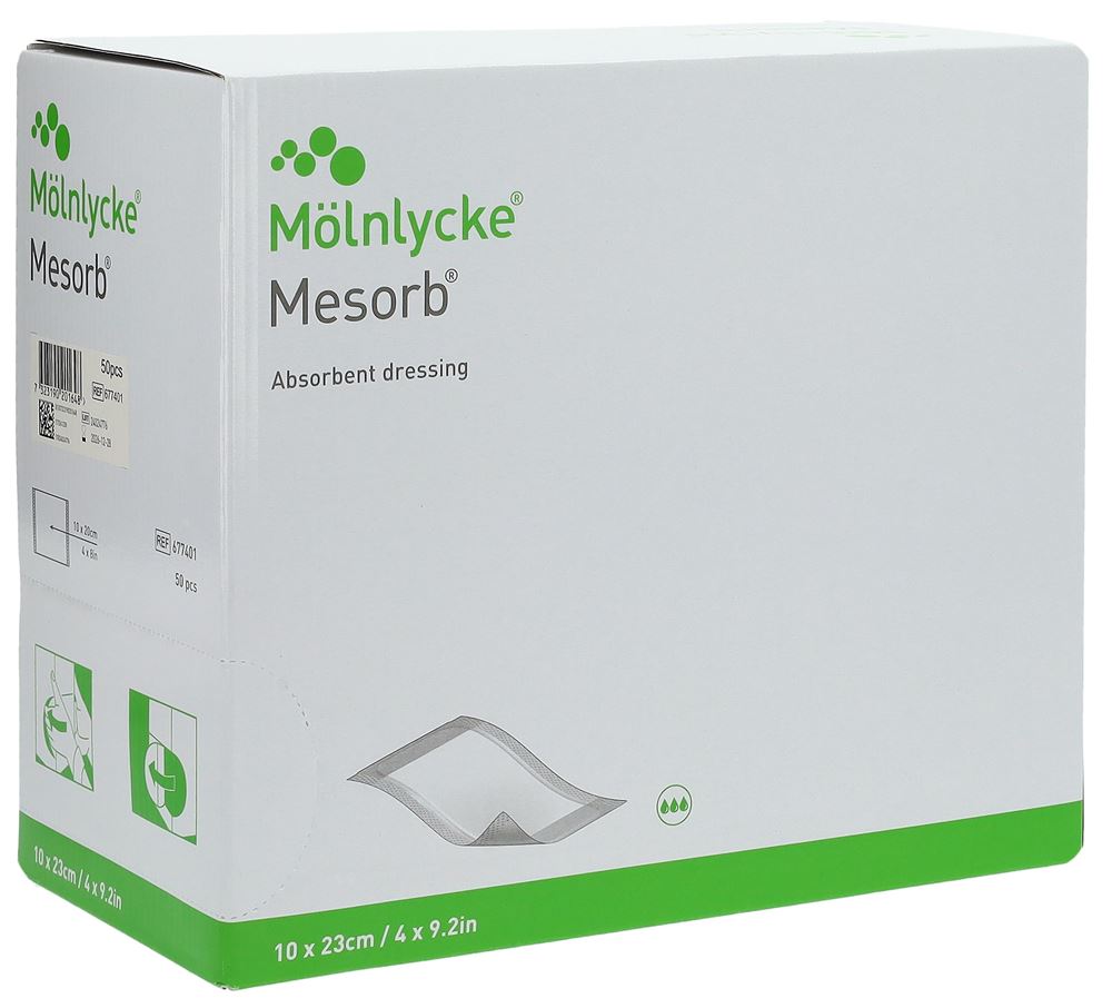 MESORB Absorbier Saugverband 10x23cm steril 50 Stk