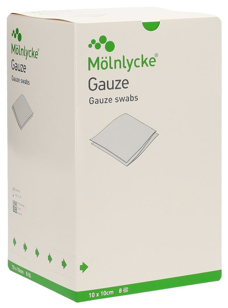 MÖLNLYCKE Gazekompr 10x10cm 8lag st 75 Btl 2 Stk