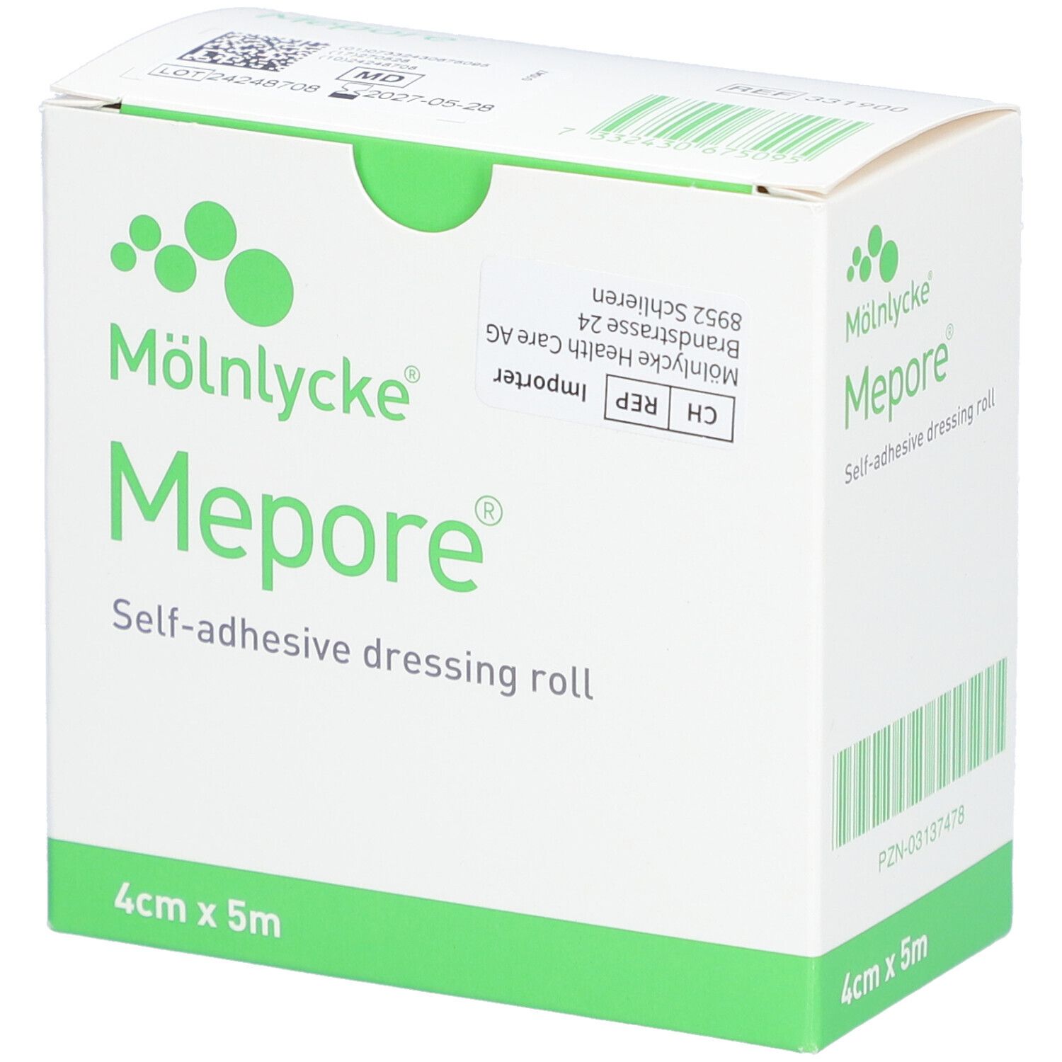 Pflasterrolle Mepore weiss 4cmx5m