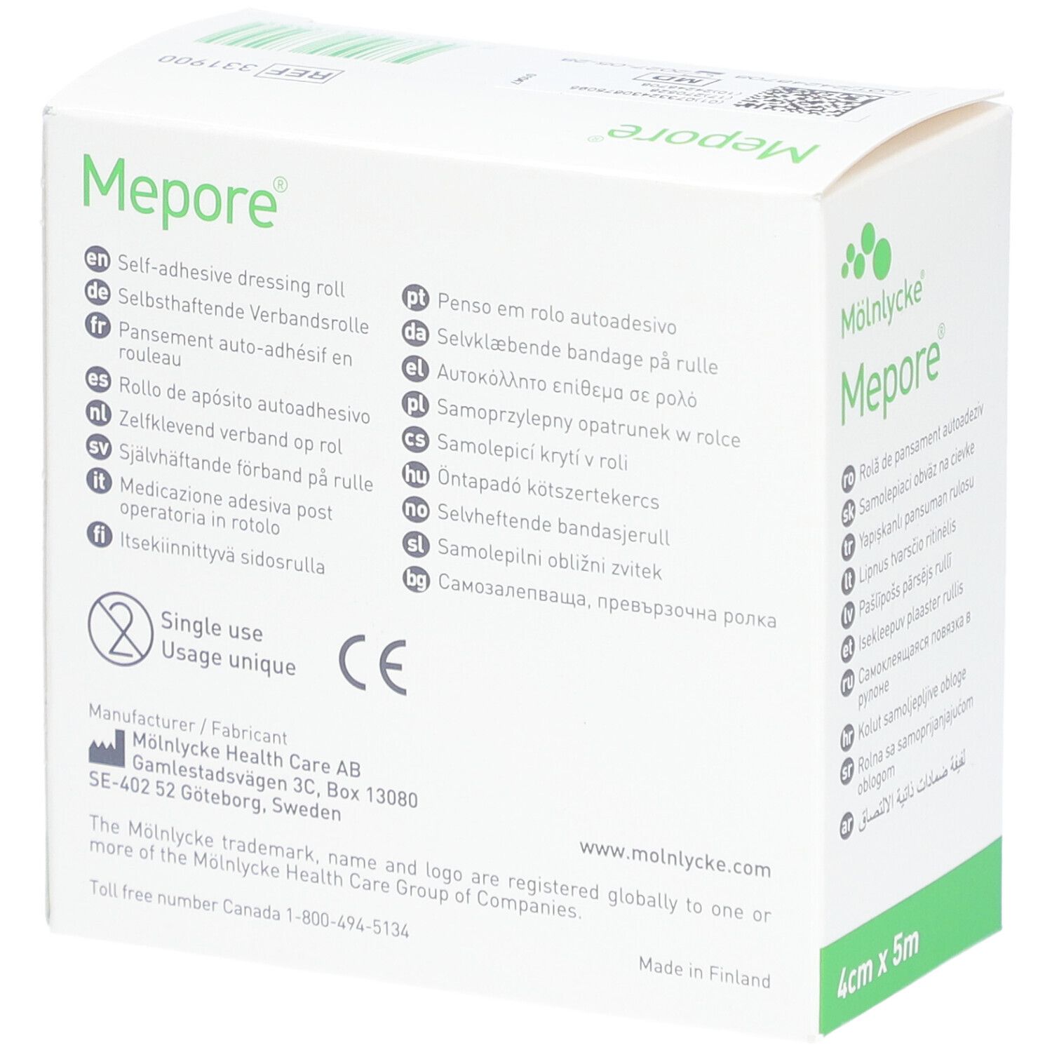 Pflasterrolle Mepore weiss 4cmx5m
