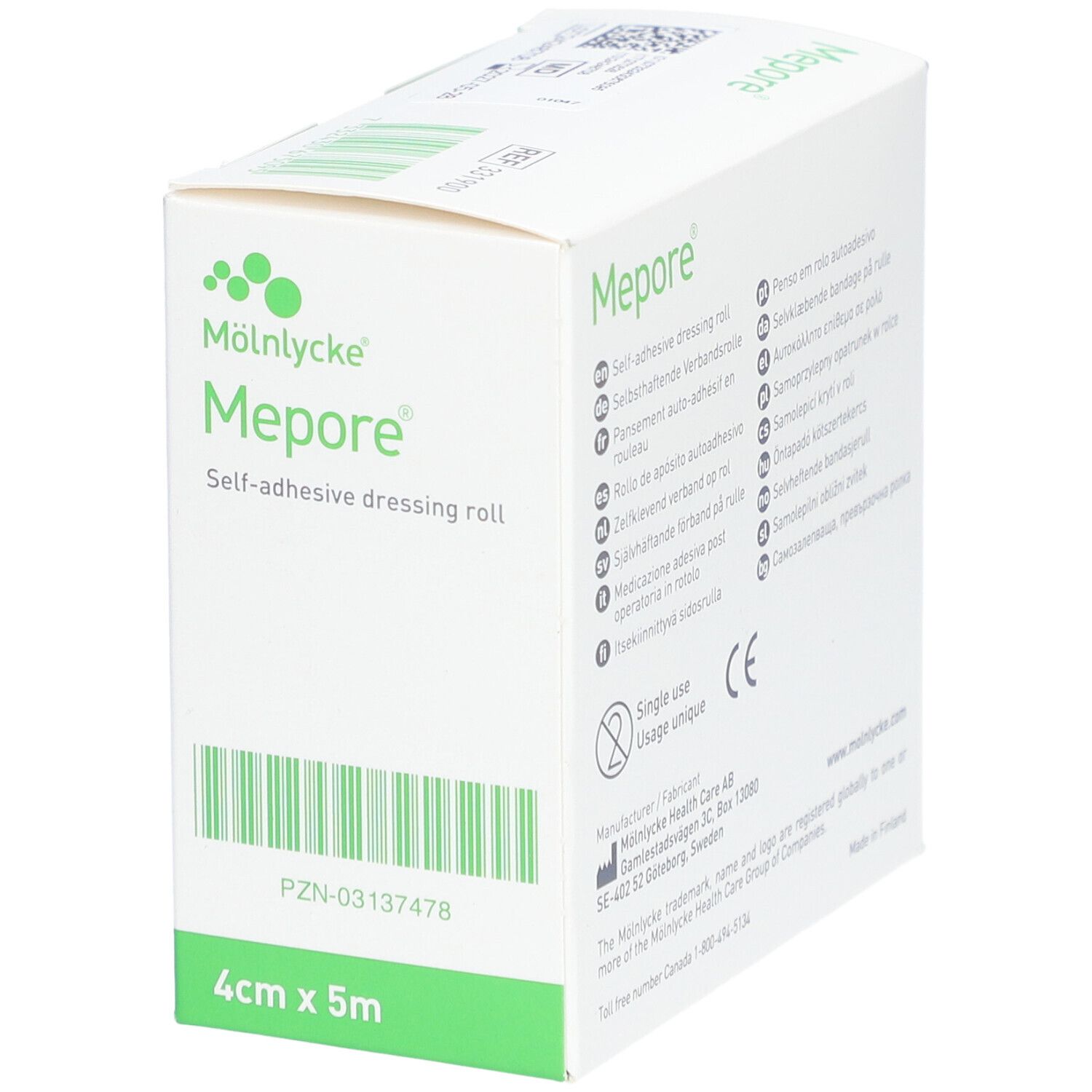 Pflasterrolle Mepore weiss 4cmx5m