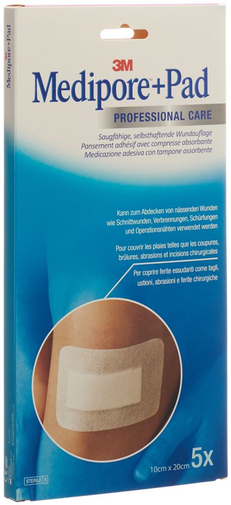 3M MEDIPORE+PAD 10x20cm Wundkissen 5x15.5cm 5 Stk