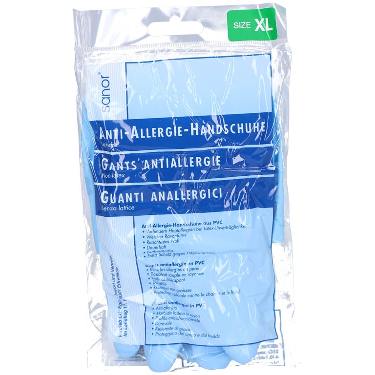 SANOR Anti Allergie Handschuhe PVC XL blau 1 Paar