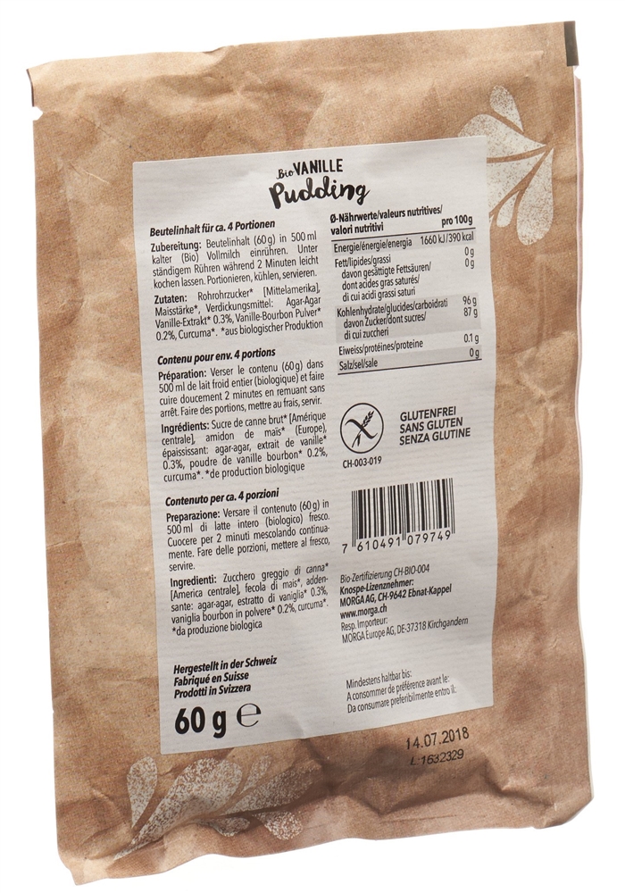 MORGA Pudding Vanille Curcuma Bio Btl 60 g