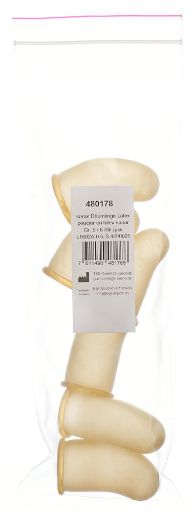 SANOR Däumling Latex Gr5 Btl 6 Stk