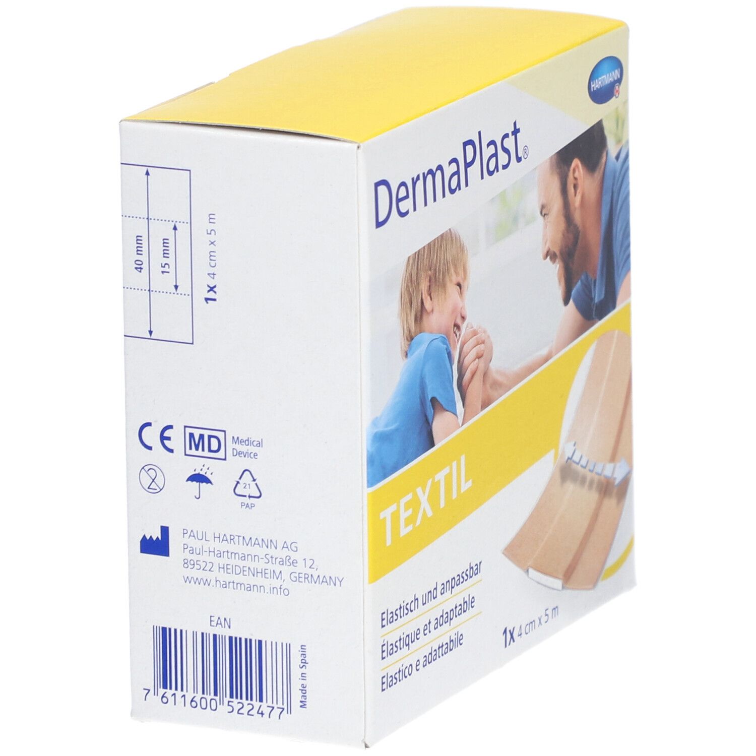 Pflasterrolle DermaPlast Textil hautfarbig (4cmx5m)