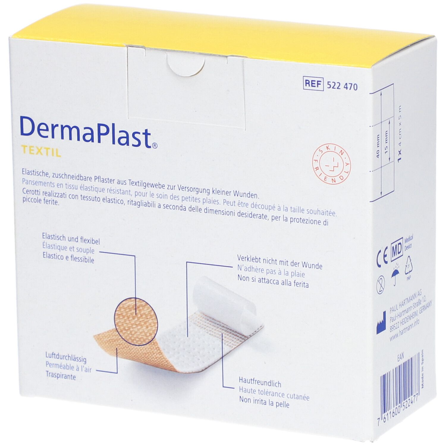 Pflasterrolle DermaPlast Textil hautfarbig (4cmx5m)