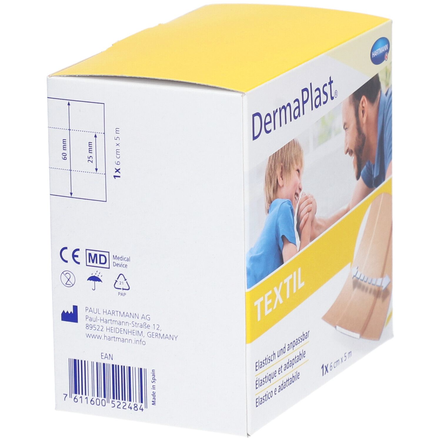 Pflasterrolle DermaPlast Textil hautfarbig (6cmx5m)