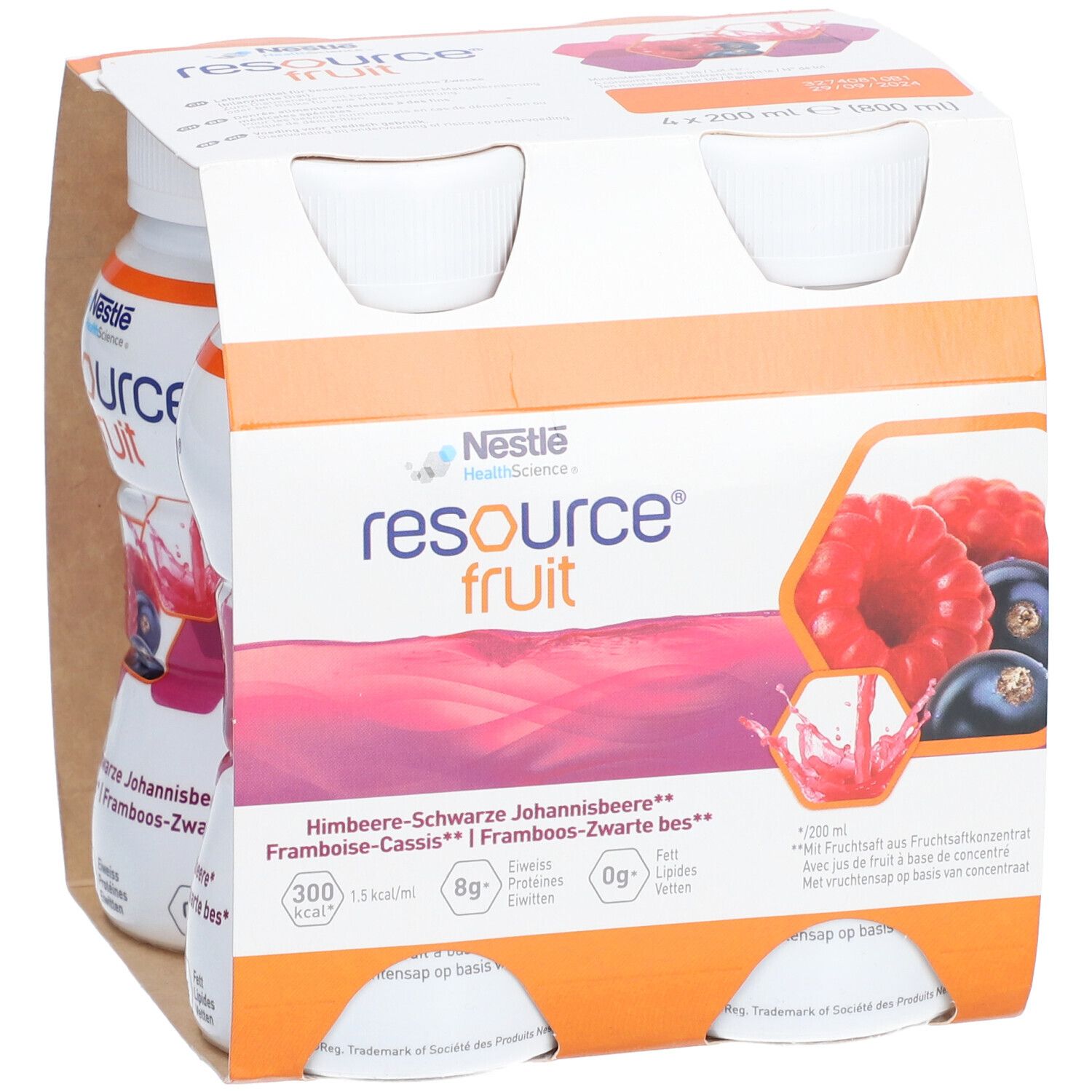 Resource Fruit liq framboi-cass, , Resource Fruit liq framboi-cass 4x 200 ml