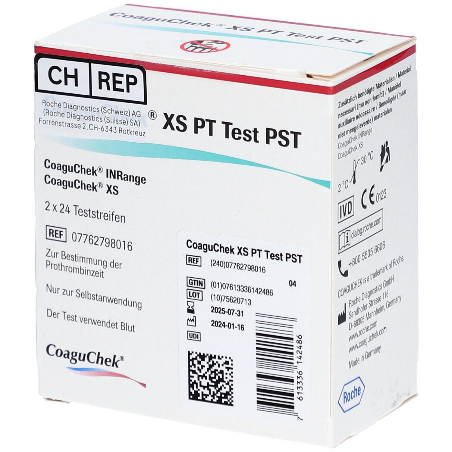 COAGUCHEK XS PT PST de/it/nl/fr 2 x 24 pce