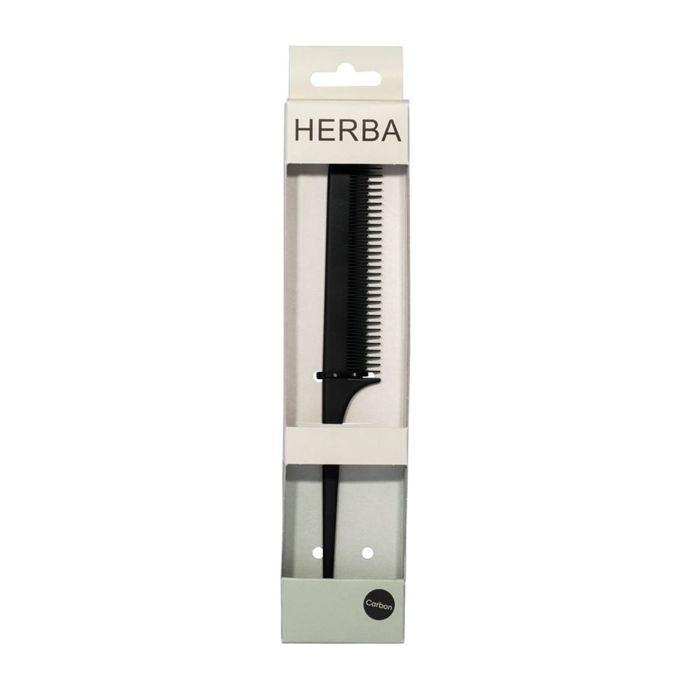 HERBA Carbon Stielkamm fein gezahnt schwarz