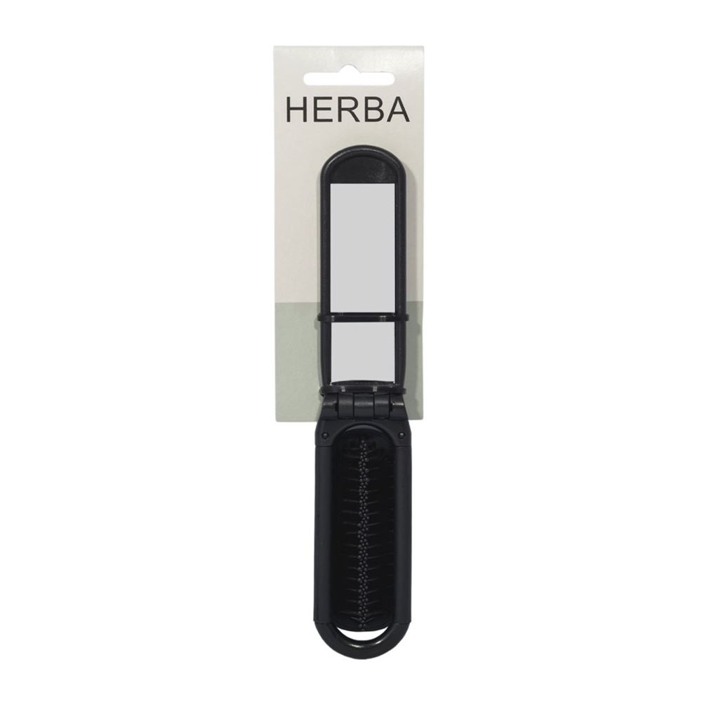 HERBA Klappbürste mit Spiegel schwarz