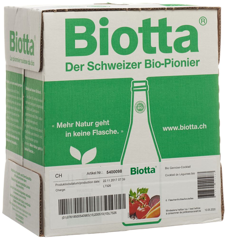 BIOTTA Gemüsecocktail Bio 6 Fl 5 dl