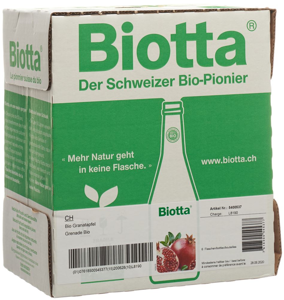 BIOTTA Granatapfel Bio 6 Fl 5 dl