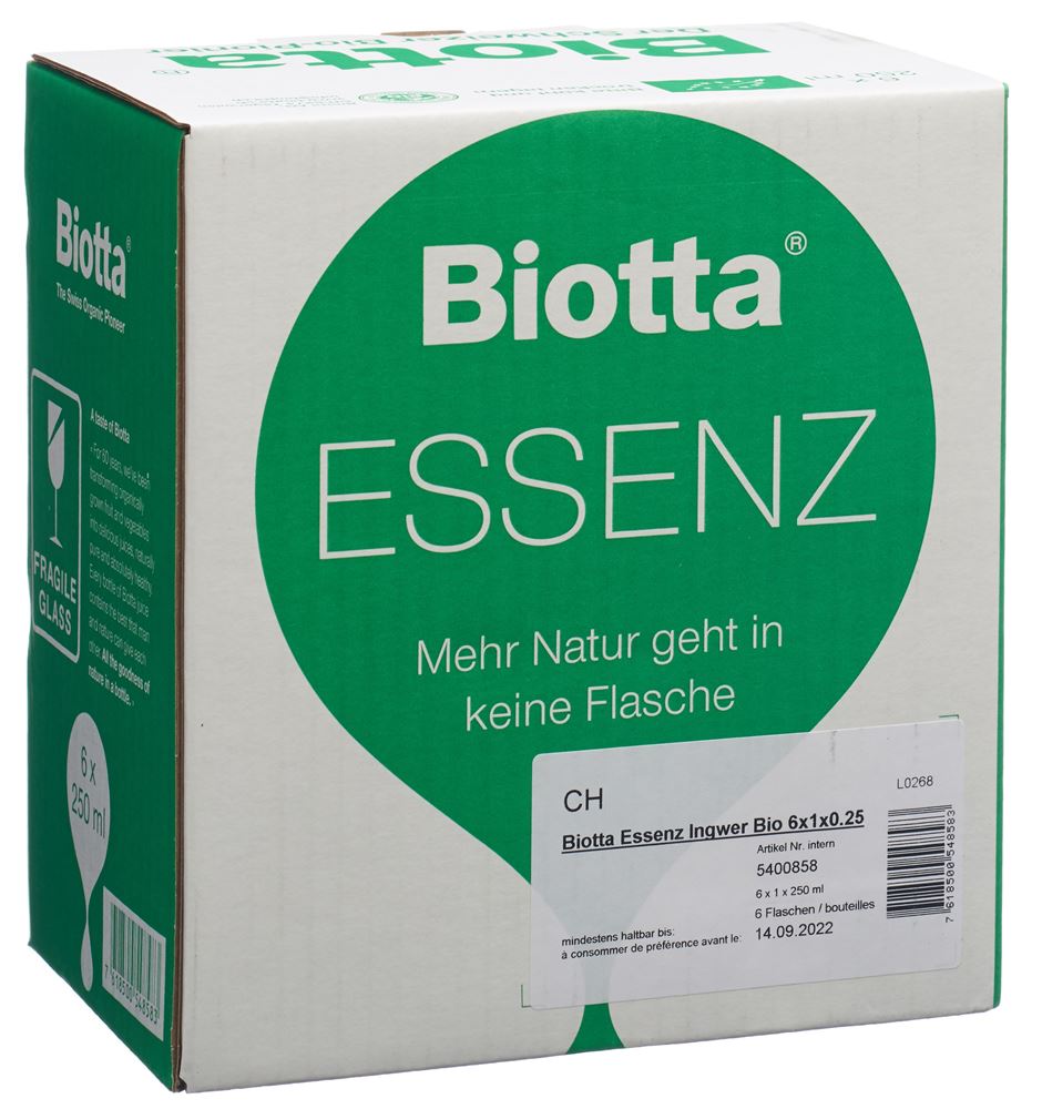 BIOTTA Essenz Ingwer Bio 6 Fl 2.5 dl
