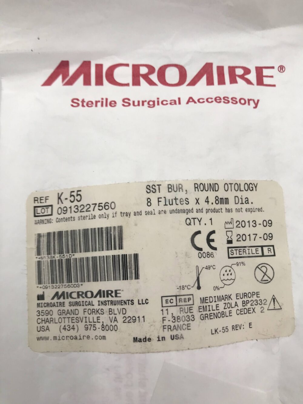 BUR 31145564A 5PK 5.5MM 64MM L ROUND SST
