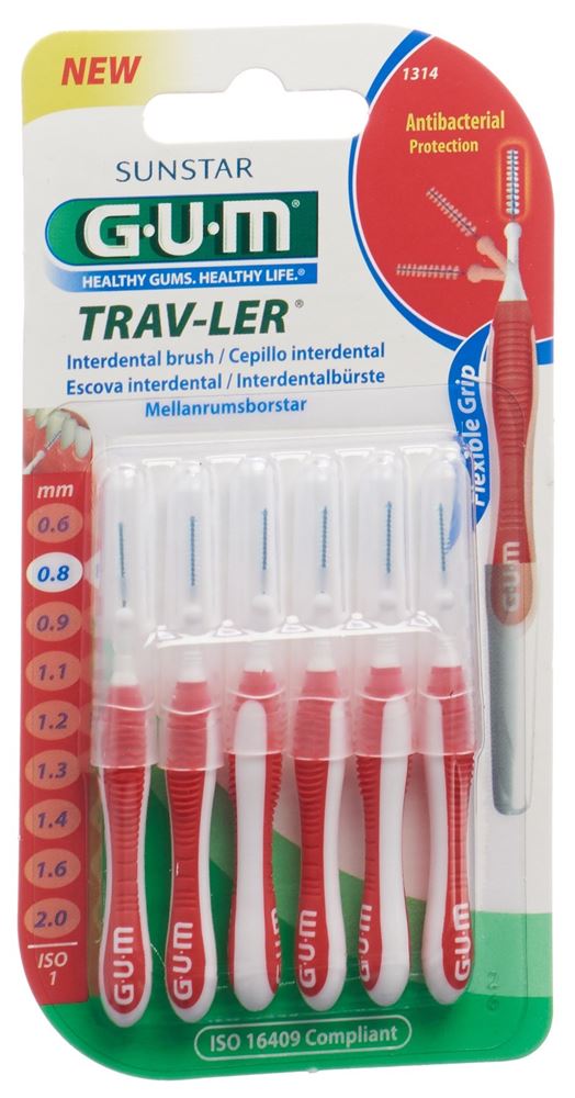 GUM Trav-Ler 0.8mm ISO1 cyl rot 6 Stk