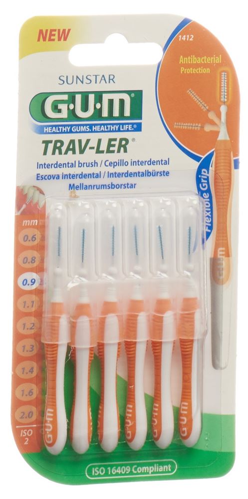 GUM Trav-Ler 0.9mm ISO2 cyl orange 6 Stk