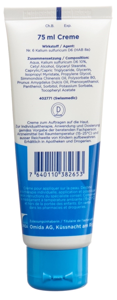 OMIDA SCHÜSSLER Nr6 Kal sulf Creme D 6 Tb 75 ml