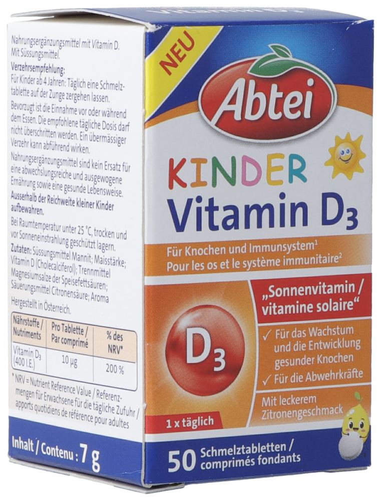 ABTEI Kinder Vitamin D3 Schmelztabl 50 Stk