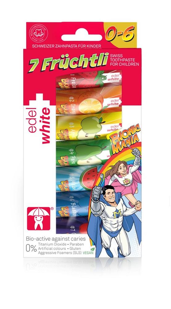 EDEL+WHITE 7 Früchtli Kinderzahnpasta 7 x 9.4 ml