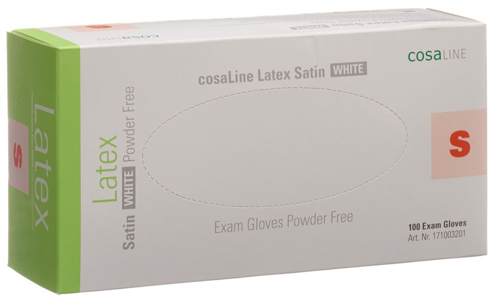 COSALINE Gants examen S Latex Sat bl non p 100 pce